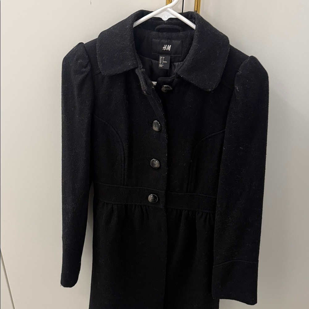 H&M Women's Elegant Black Trench Coat size 6